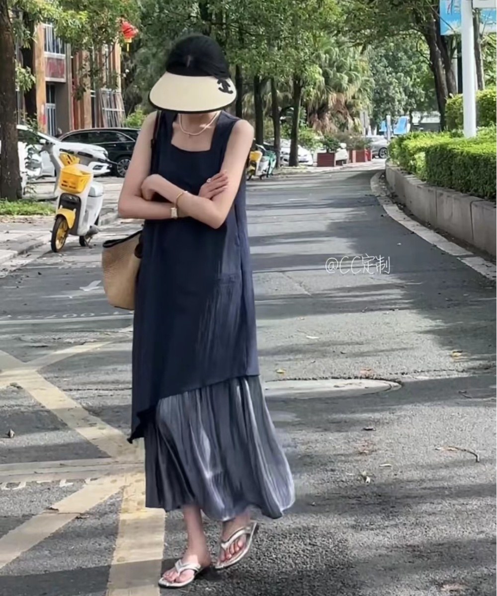 Lazy vest Korean style long dress for women