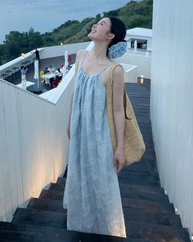 Summer halter strap dress seaside vacation long dress for women