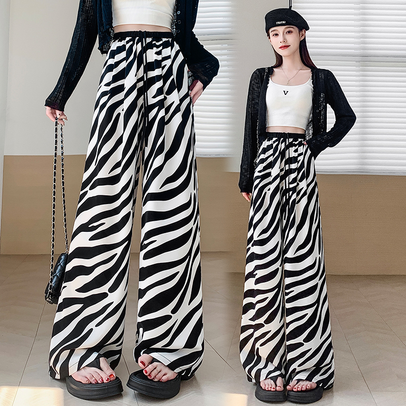 Mixed colors drape wide leg pants for women