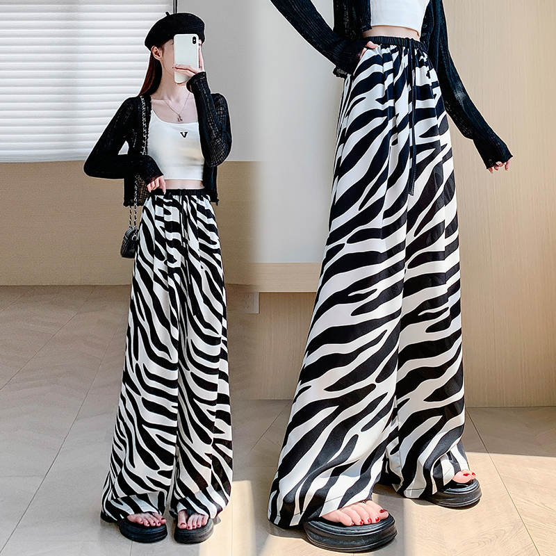 Mixed colors drape wide leg pants for women