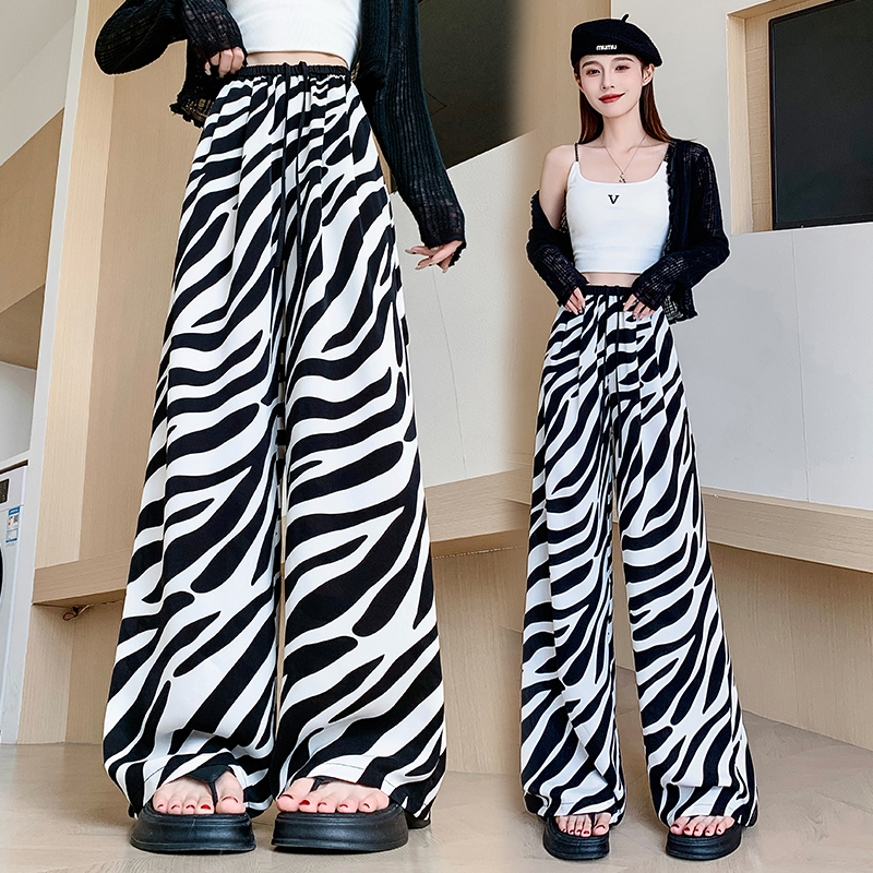 Mixed colors drape wide leg pants for women