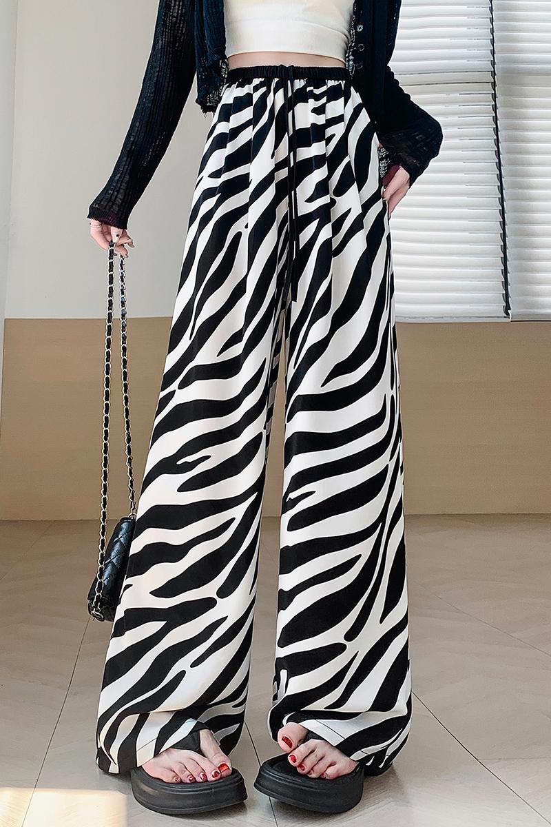 Mixed colors drape wide leg pants for women