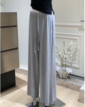 Casual loose wide leg pants cozy gray knitted long pants