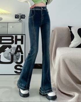 High waist burr retro jeans tight slim pants for women