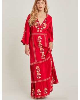 Embroidery Bohemian style vacation dress