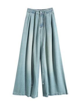 Loose all-match jeans wide leg thin flare pants for women