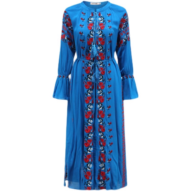 Temperament Bohemian style long embroidery dress