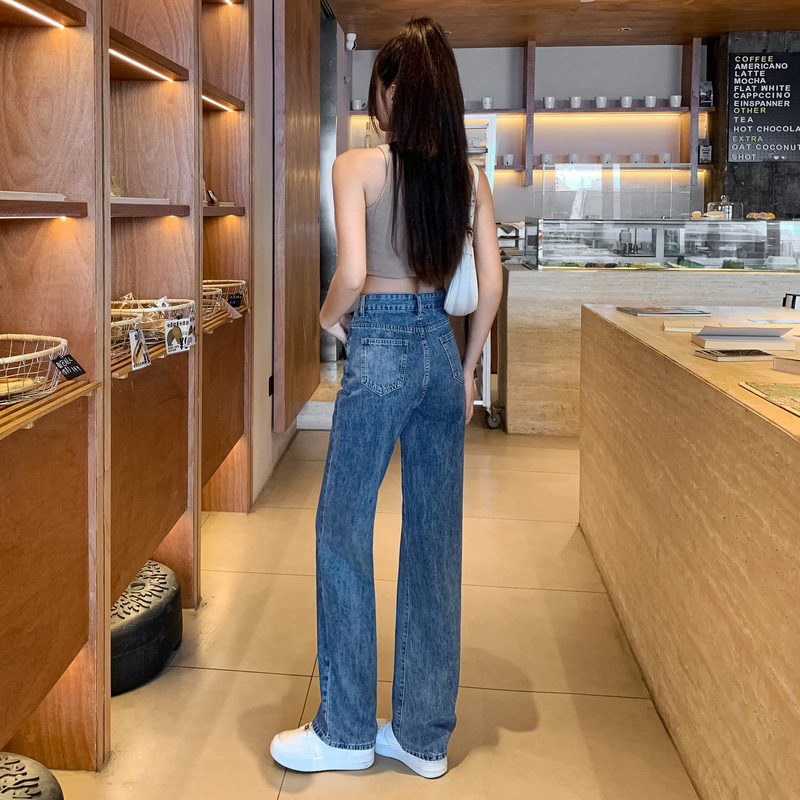 High waist wide leg pants straight pants jeans for women