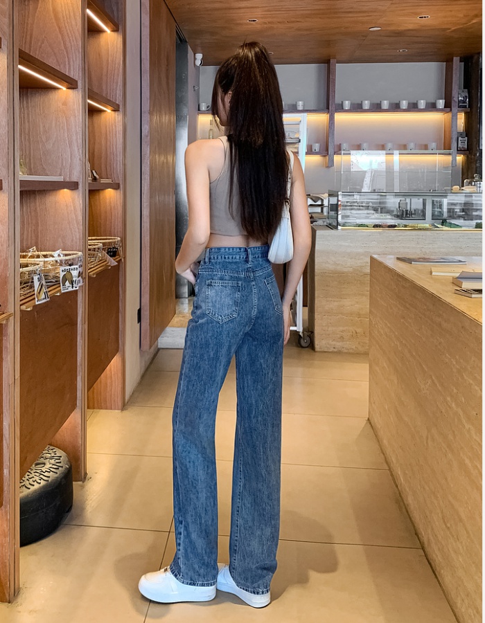 High waist wide leg pants straight pants jeans for women