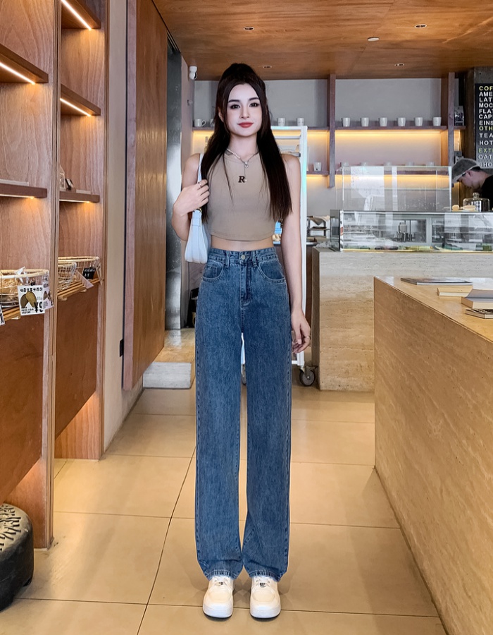 High waist wide leg pants straight pants jeans for women