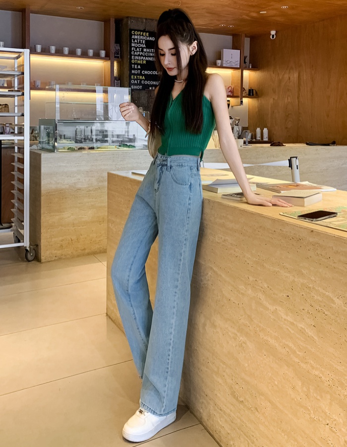 High waist wide leg pants straight pants jeans for women