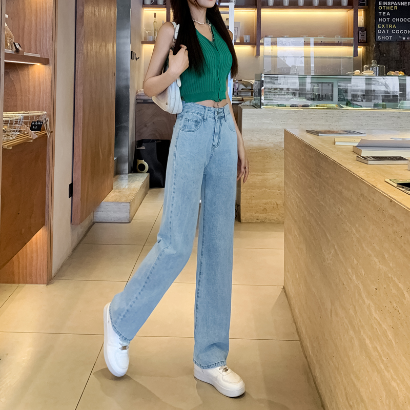 High waist wide leg pants straight pants jeans for women