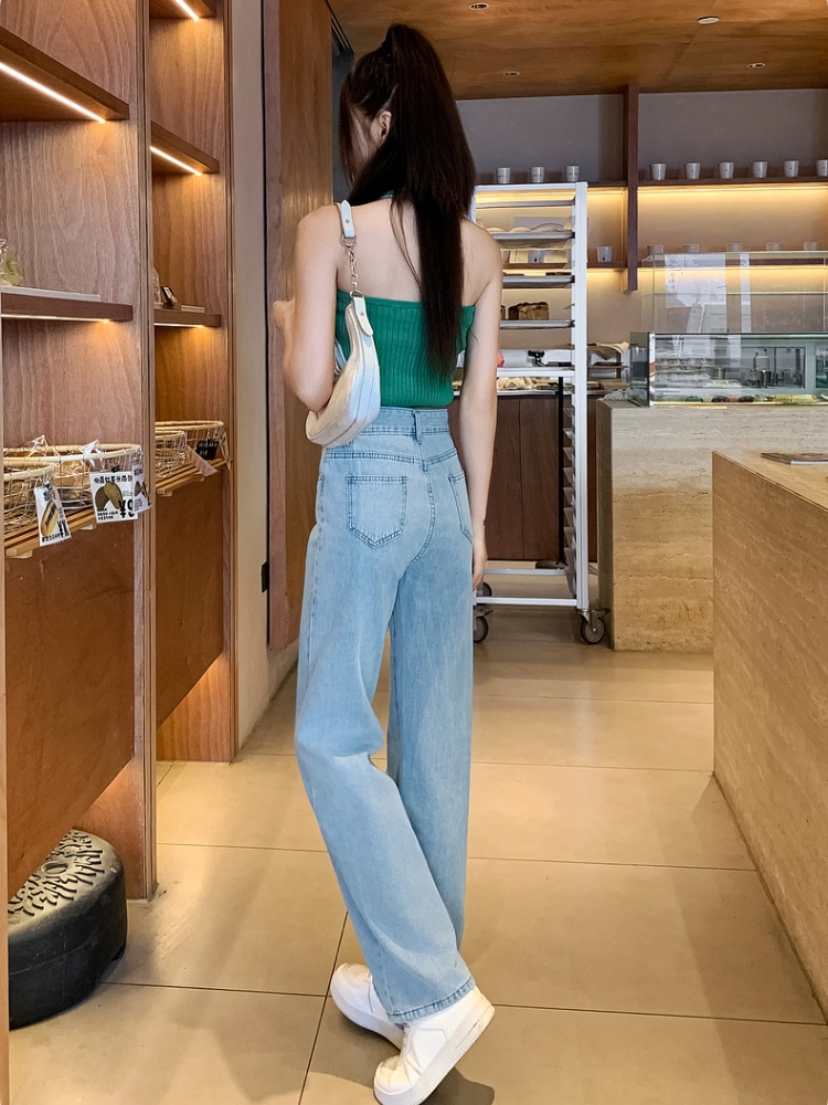 High waist wide leg pants straight pants jeans for women