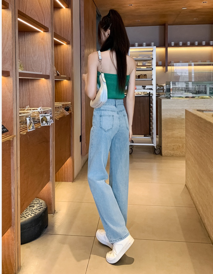 High waist wide leg pants straight pants jeans for women