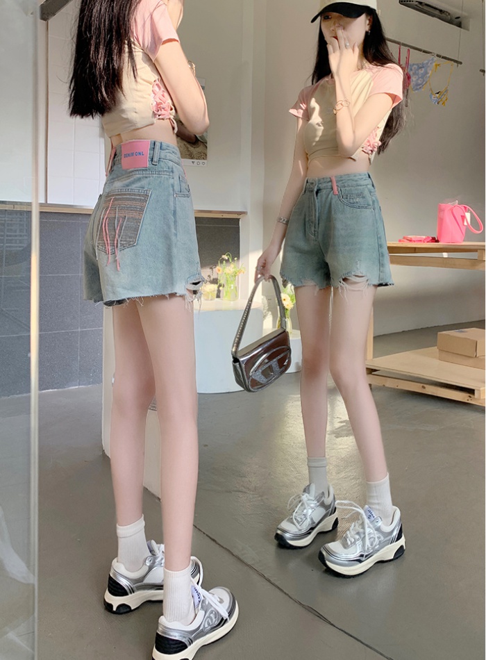 Soft A-line short jeans fabrics wide leg shorts for women