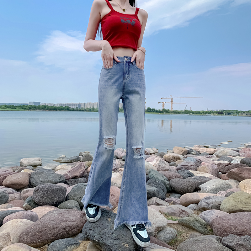 Show high wide leg thin jeans slim micro speaker soft pants