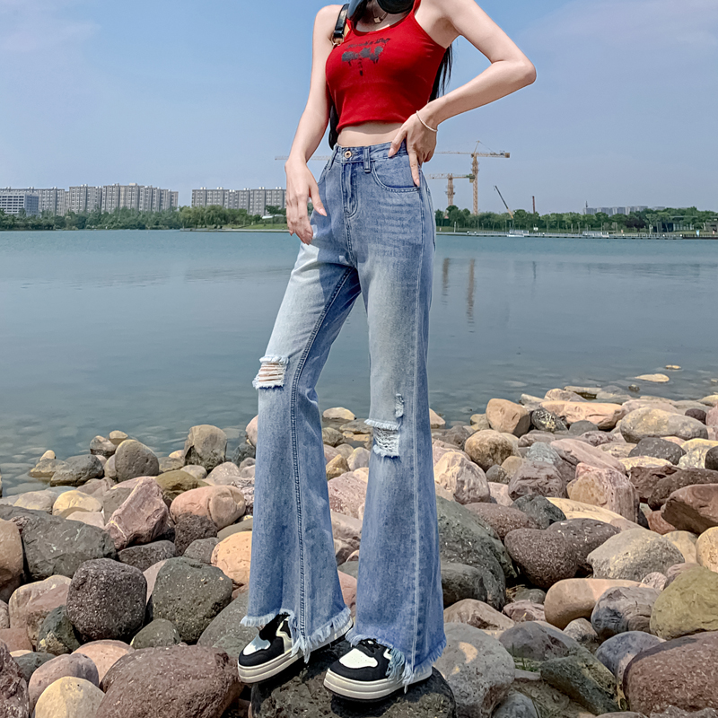 Show high wide leg thin jeans slim micro speaker soft pants