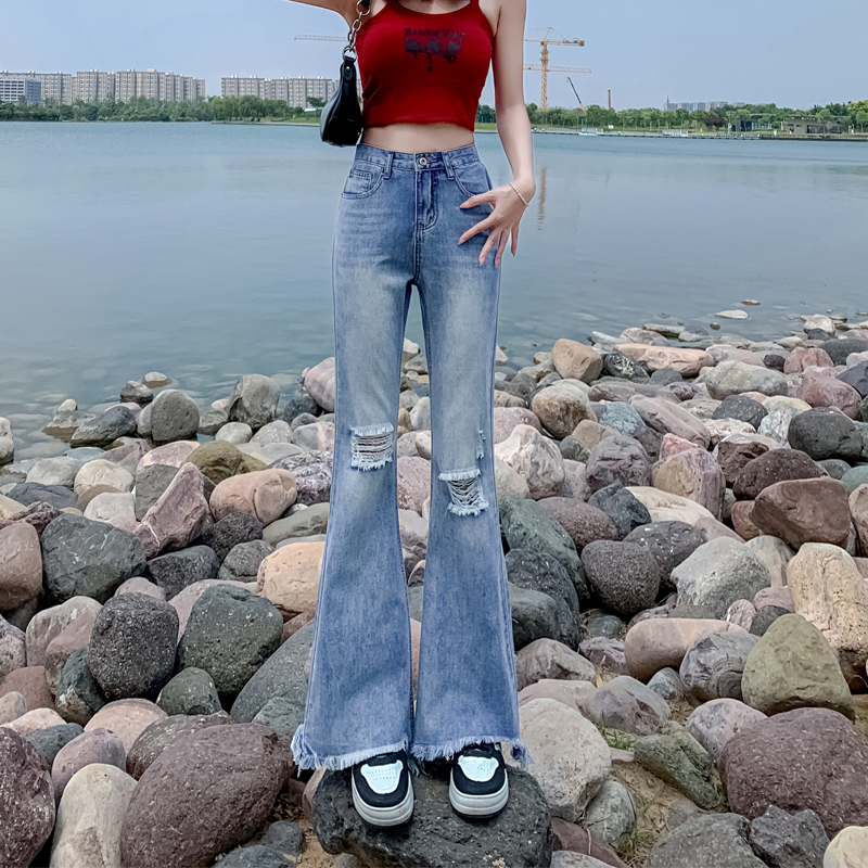 Show high wide leg thin jeans slim micro speaker soft pants