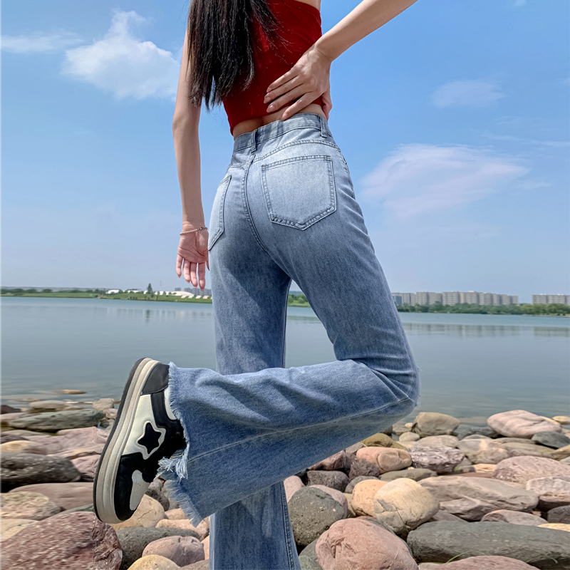 Show high wide leg thin jeans slim micro speaker soft pants