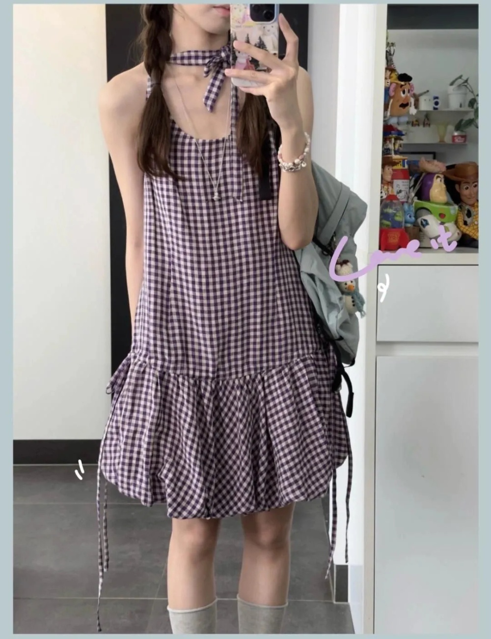 Summer strap dress show young shirt 2pcs set