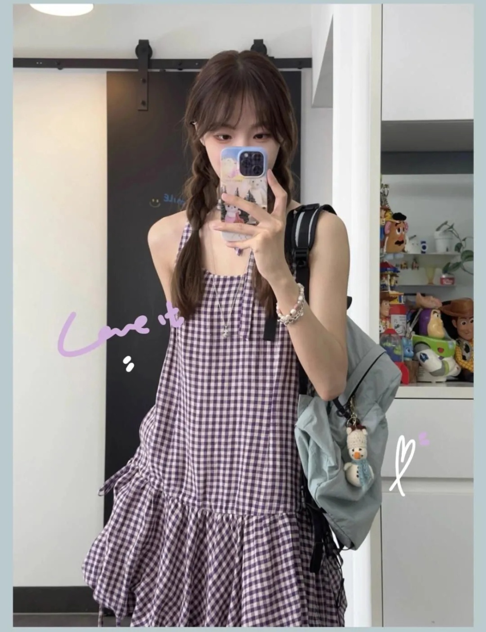 Summer strap dress show young shirt 2pcs set