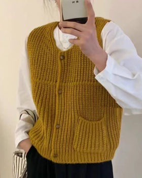 Knitted retro vest Korean style sweater for women