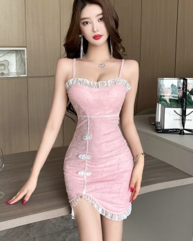 Package hip sling sexy low-cut bottoming lace dress