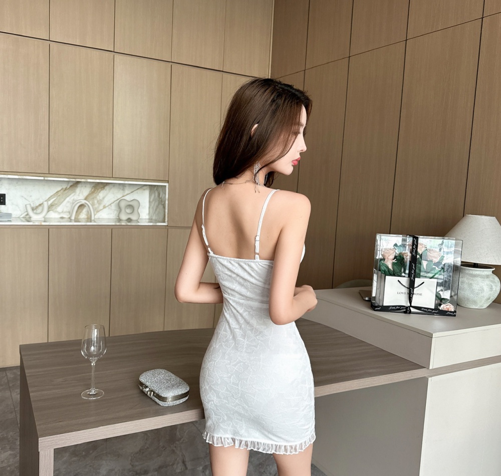 Package hip sling sexy low-cut bottoming lace dress