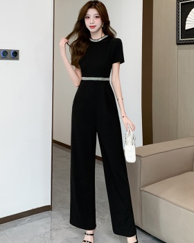 Conjoined Casual black summer wide leg pants for women