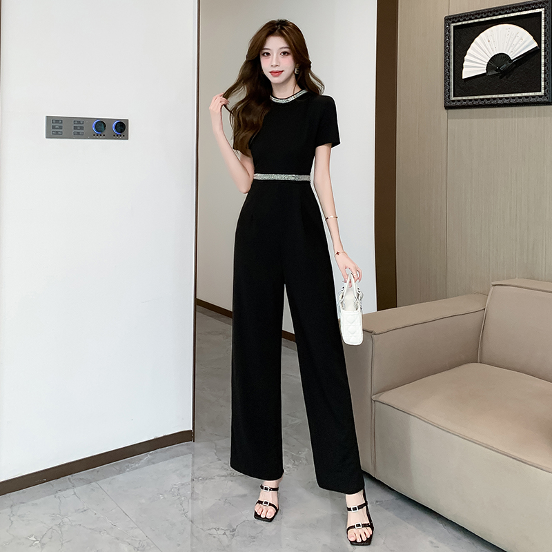 Conjoined Casual black summer wide leg pants for women