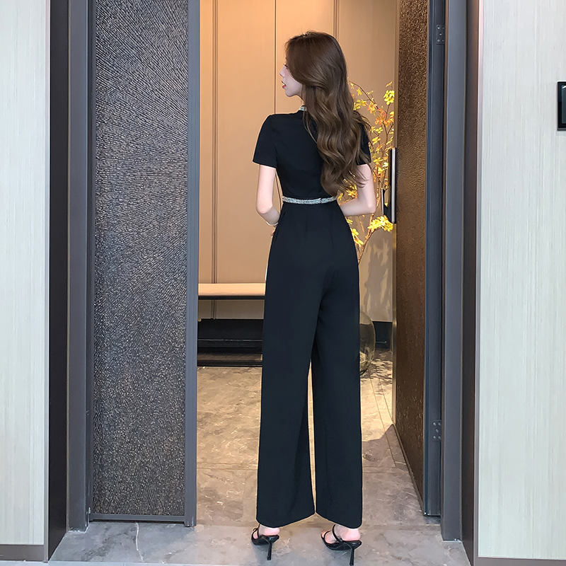 Conjoined Casual black summer wide leg pants for women