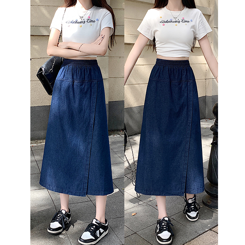 Long autumn skirt small fellow denim skirt for women