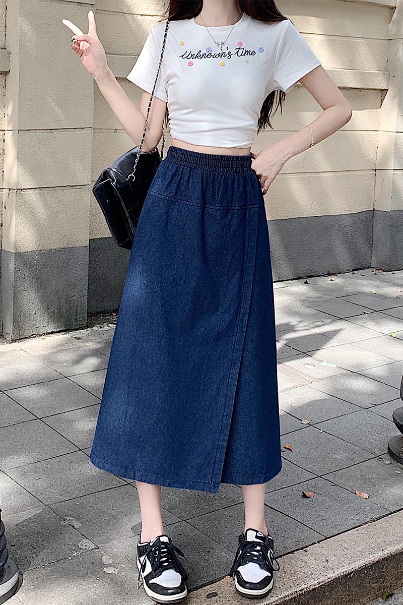 Long autumn skirt small fellow denim skirt for women