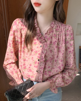 Retro floral autumn shirt long sleeve unique tops