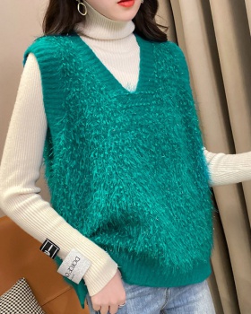 Wears outside knitted tops loose waistcoat for women
