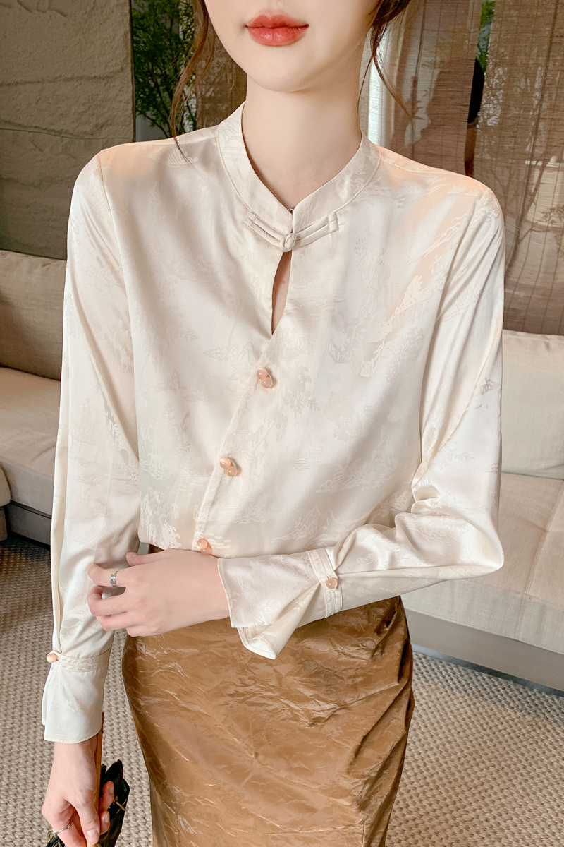 Autumn Chinese style small shirt chiffon cheongsam