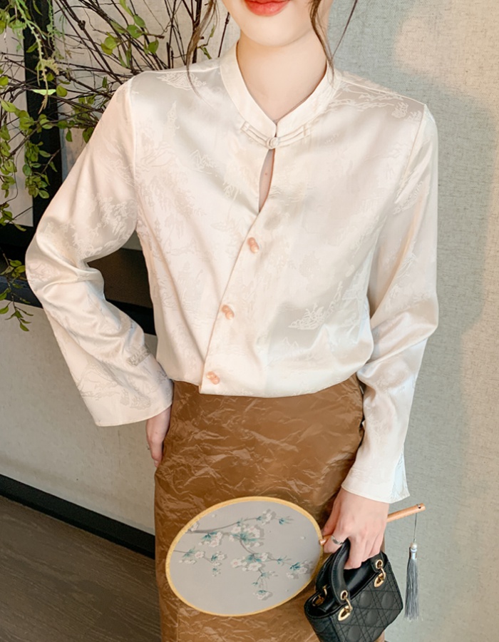 Autumn Chinese style small shirt chiffon cheongsam