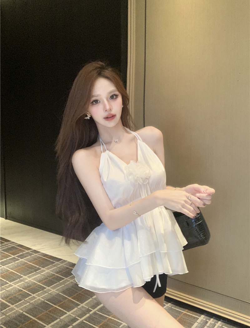 Sling summer slim tops short flowers vest for women