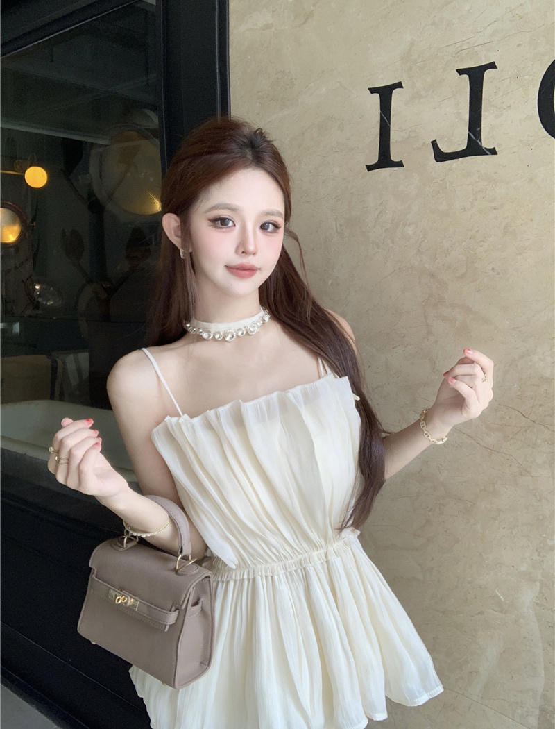 Sweet rhinestone vest summer slim doll shirt for women