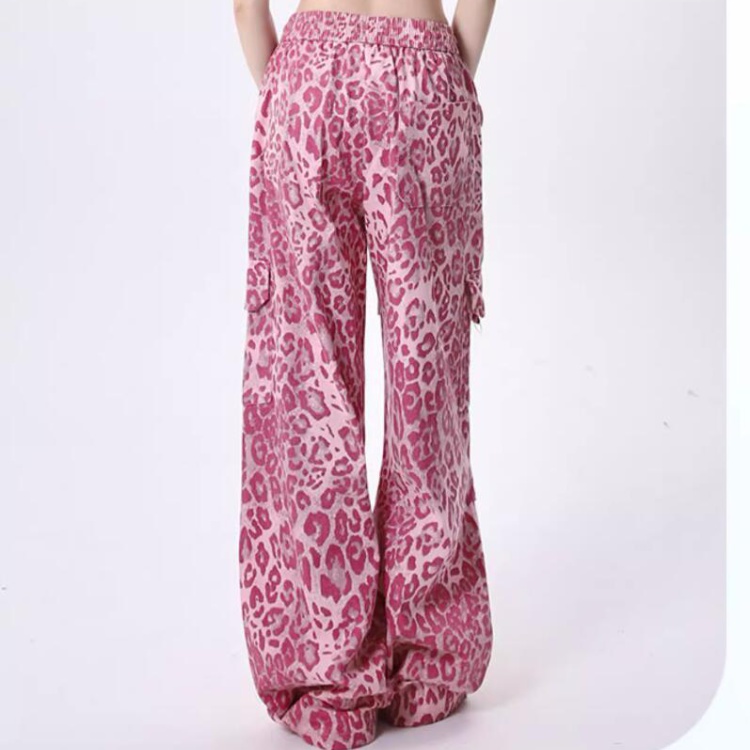 Pink pocket decoration casual pants retro autumn work pants