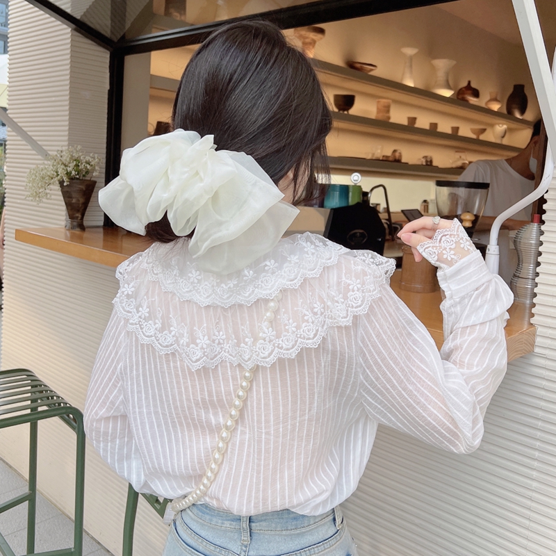 Lace fat spring tops doll collar beautiful autumn shirt