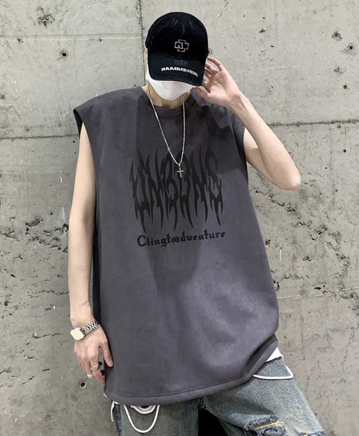 Thin suede fitness waistcoat bottoming summer T-shirt for men