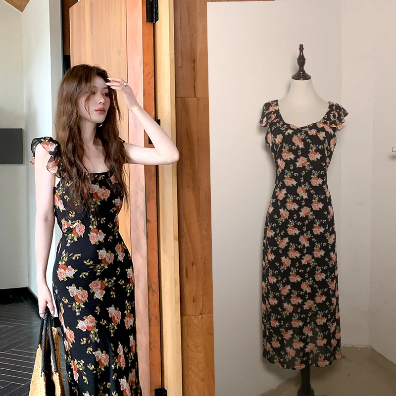 Slim floral vacation summer dress for women