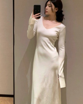 Temperament slim dress knitted long dress for women