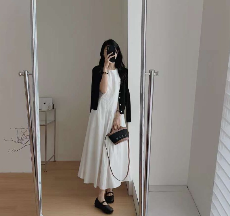 Commuting France style dress A-line long dress for women