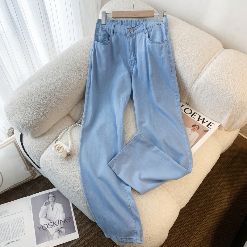 Drape summer high waist wide leg jeans for women