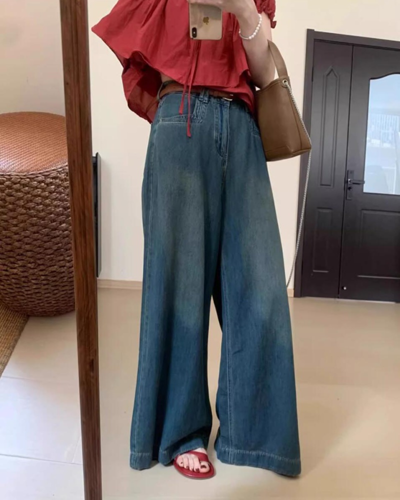 Temperament straight pants casual pants high waist jeans