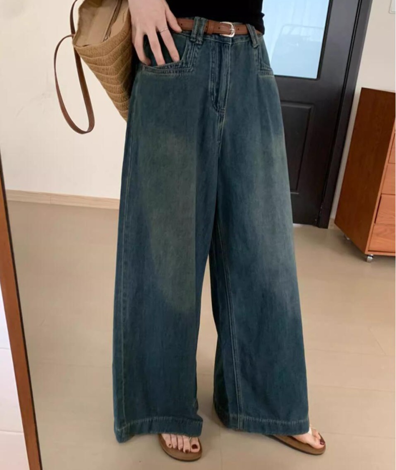 Temperament straight pants casual pants high waist jeans