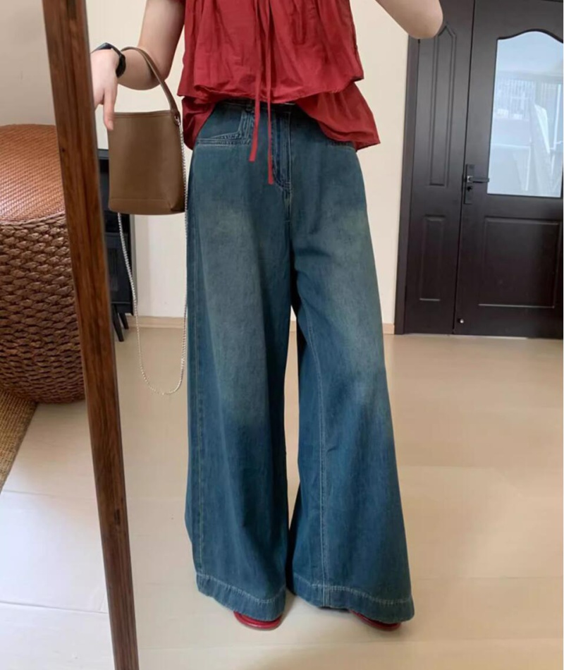 Temperament straight pants casual pants high waist jeans