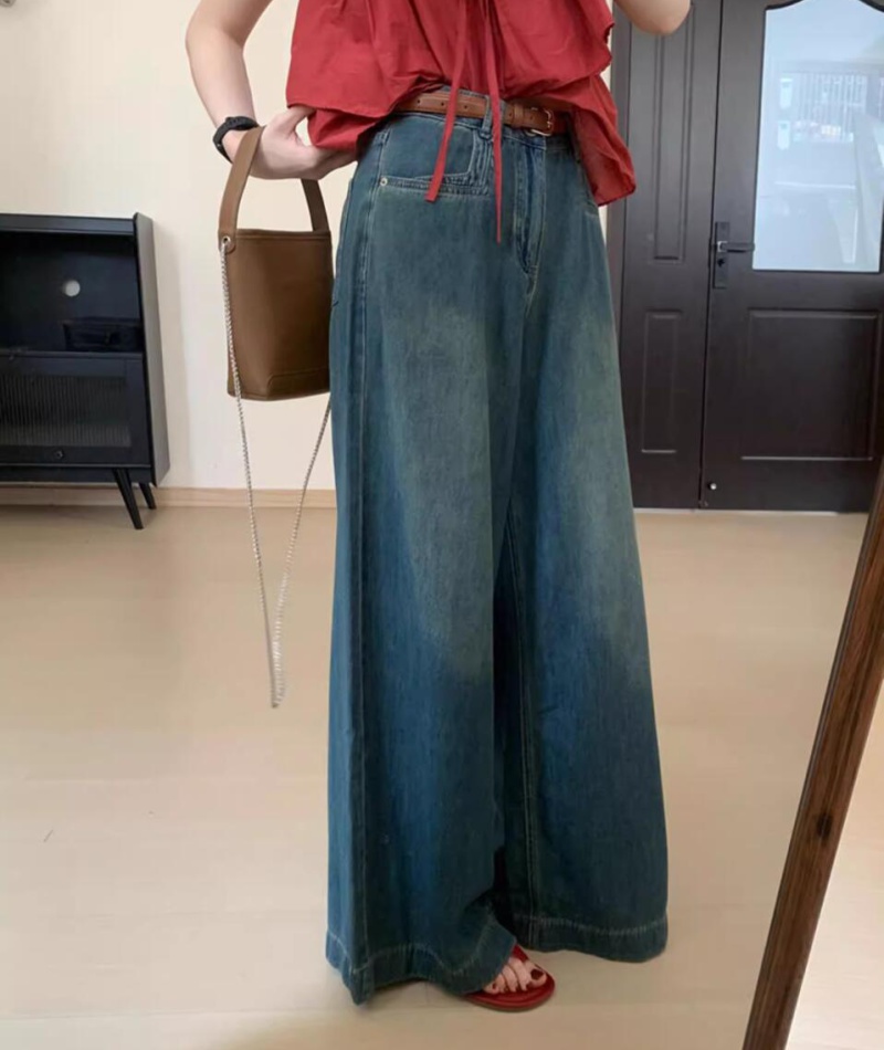 Temperament straight pants casual pants high waist jeans